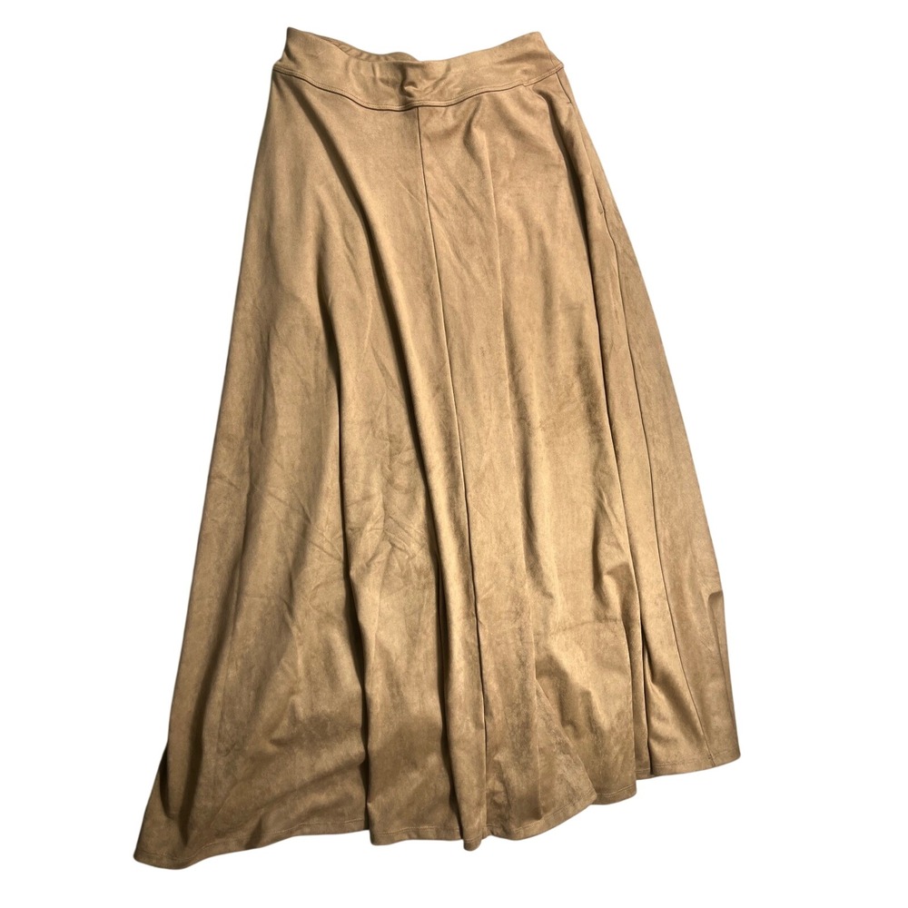 Halara Womens S NWT Faux Suede Maxi Skirt Tan Brown Flowy A Line Boho Western